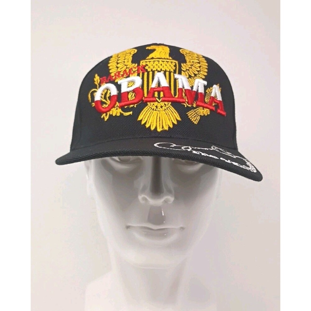 Barrack Obama Eagle Gold Embroidered Baseball Cap Black 44th President NWOT